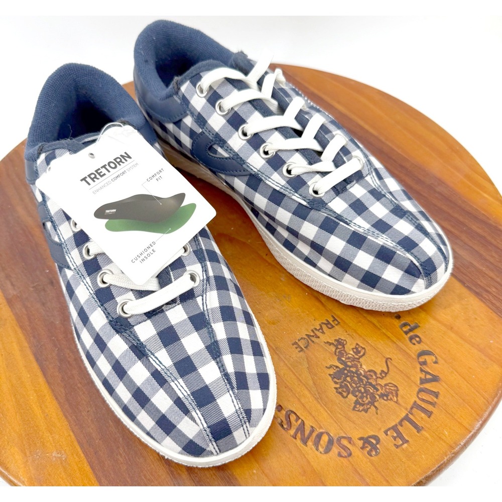 Tretorn x Draper James Little Nylite Kids 4 Blue White Check Sneakers